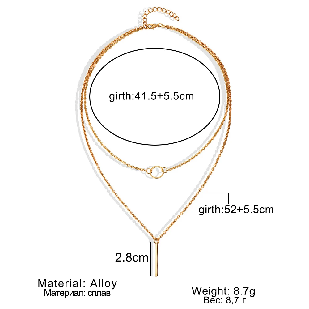 Богемный круг медный стержень многослойное ожерелье s для женщин Девушка Мода Золотой Серебряный цвет длинный воротник с ожерельем с подвесками ювелирные изделия