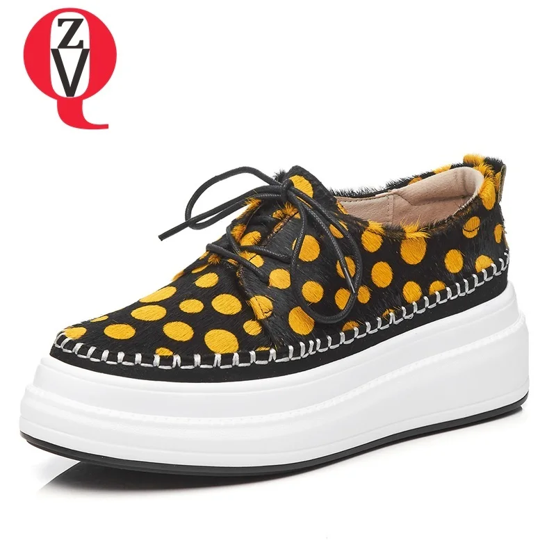 

ZVQ 2019 spring newest leisure women pumps horsehair round toe mixed colors shoes women cross-tied 6 cm platform wedeges shoes