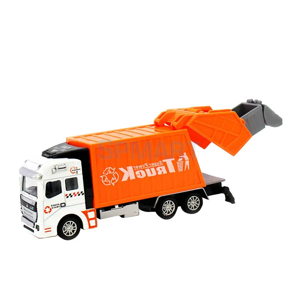 1:32 Scale Die Cast Pull Back Sanitation Engineering Garbage Truck Model Children's Day Birthday Gift Classic Car Toy