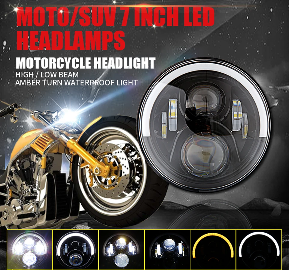 Светодиодные круглые лампы для мотоциклов 7 дюймов|light led light|led lights for motorcyclesjeep wrangler