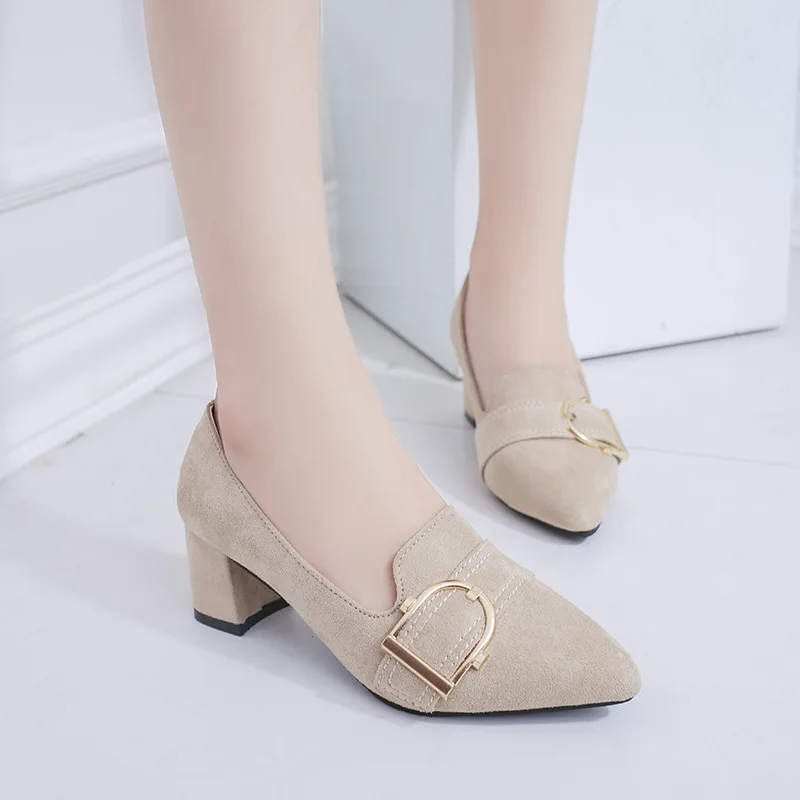 

2019 High Heels Spring Women Pumps Breathable Slip On Women Wedding Shoes Square Heel Solid Sapato Feminino yuj8