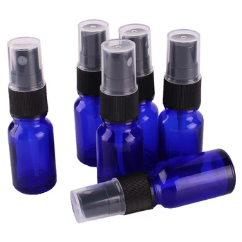 

6pcs 10ml Cobalt Blue Glass Spray Bottle w/ Black Fine Mist Sprayer essential oil bottles empty cosmetic containers