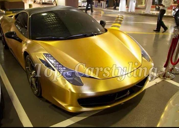 

Gold Chrome Matt Brushed Vinyl For Car wrap Covering with air Bubble free / Air release size 1.52x20m / 5x67ft