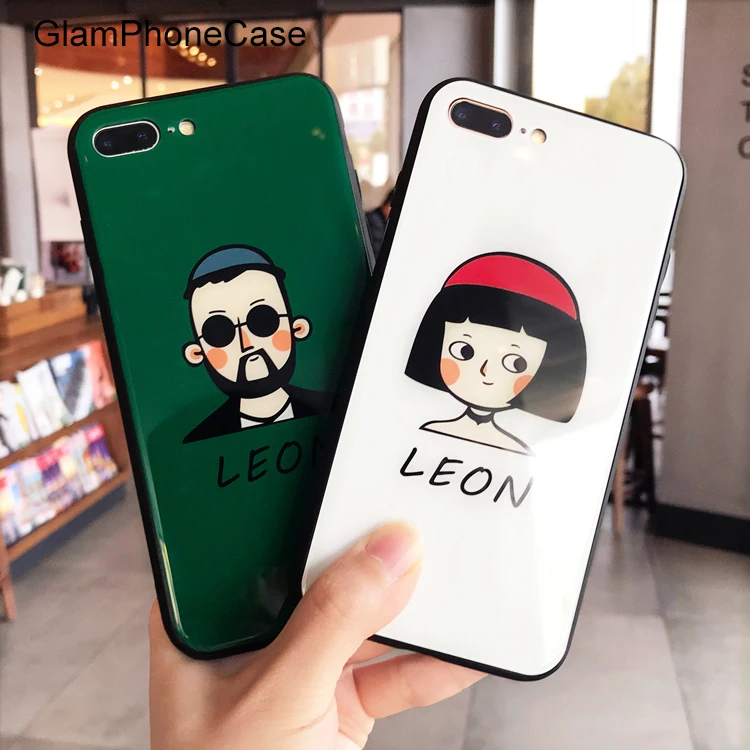 GlamPhoneCase Leon-The Professional Glass Phone Shell for iphone X Hard Case 8 8plus 7 7plus 6 6plus 6S 6S+ Couple |