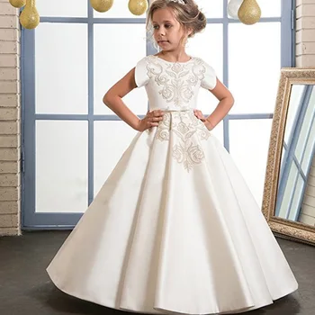 

Girls Wedding Party Formal Gown for Teen Children Lace Flower Dress Girl Princess Dresses Clothing Elegant Kids Prom Gown 4-14 Y