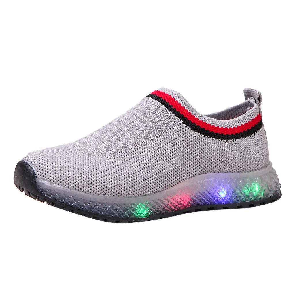 Детская обувь для маленьких девочек и мальчиков; сетчатый светодиодный светильник; светящаяся спортивная обувь кроссовки для маленьких девочек 2 лет; Летняя обувь; buty dla dziewczynki - Цвет: Серый