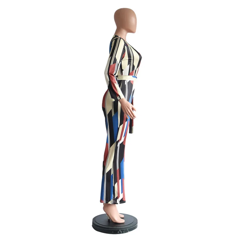 هندسية طباعة جمبسوت/ بدلة الجسم المثيرة للنساء عميق الخامس الرقبة طويلة الأكمام كامل طول داخلية عارضة عالية الخصر الزنانير مضيئة السروال ال... هندسية طباعة جمبسوت/ بدلة الجسم المثيرة للنساء عميق الخامس الرقبة طويلة الأكمام كامل طول داخلية عارضة عالية الخصر الزنانير مضيئة السروال ال...