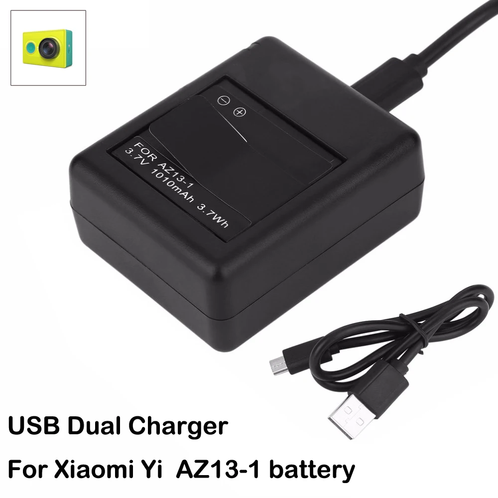

Charger for Xiaomi yi battery yi Li-ion AZ13-1 batteries USB 2 sides Charger For xiaoyi xiao mi yi Action camera accessories