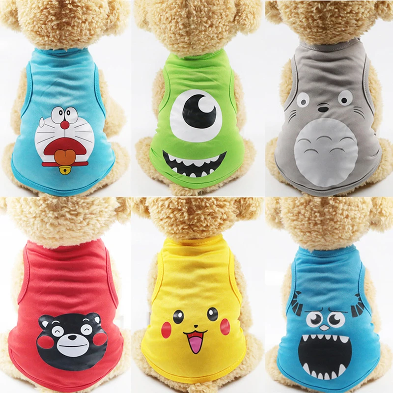 

Cartoon Styles Pet Dog Cat Shirt Cute Yorkshire Terrier T-shirt Breathable Pet Vest Cheap Small Dog Clothes Puppy Clothing 35