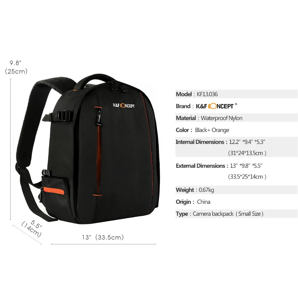 K & F CONCEPT Высококачественный водонепроницаемый рюкзак для DSLR SLR камеры сумка