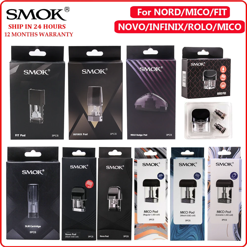 Оригинальные SMOK Pods катушки мундштук сопротивление Форсунка картриджа Tank для Rolo