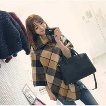 Зимние женские повседневное шерстяное пальто с отложным воротником шаль накидка Blendfeminino Свободные теплые пальто Верхняя одежда Пальто