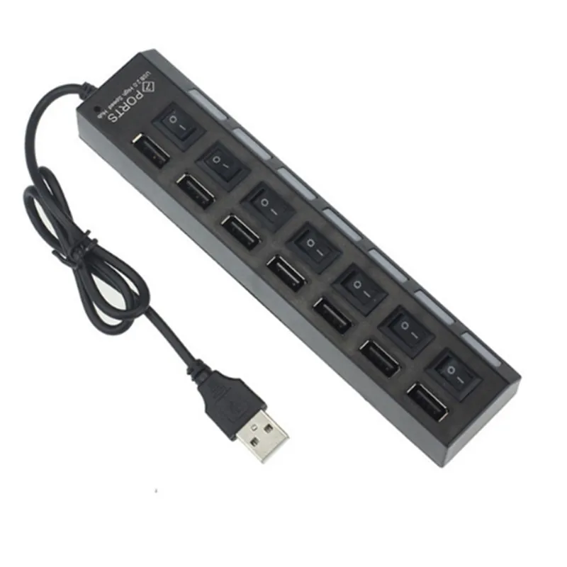 

7 Ports hub usb LED USB High Speed Adapter USB Hub With Power on off Switch For PC Laptop Computer PC Laptop With ON/OF