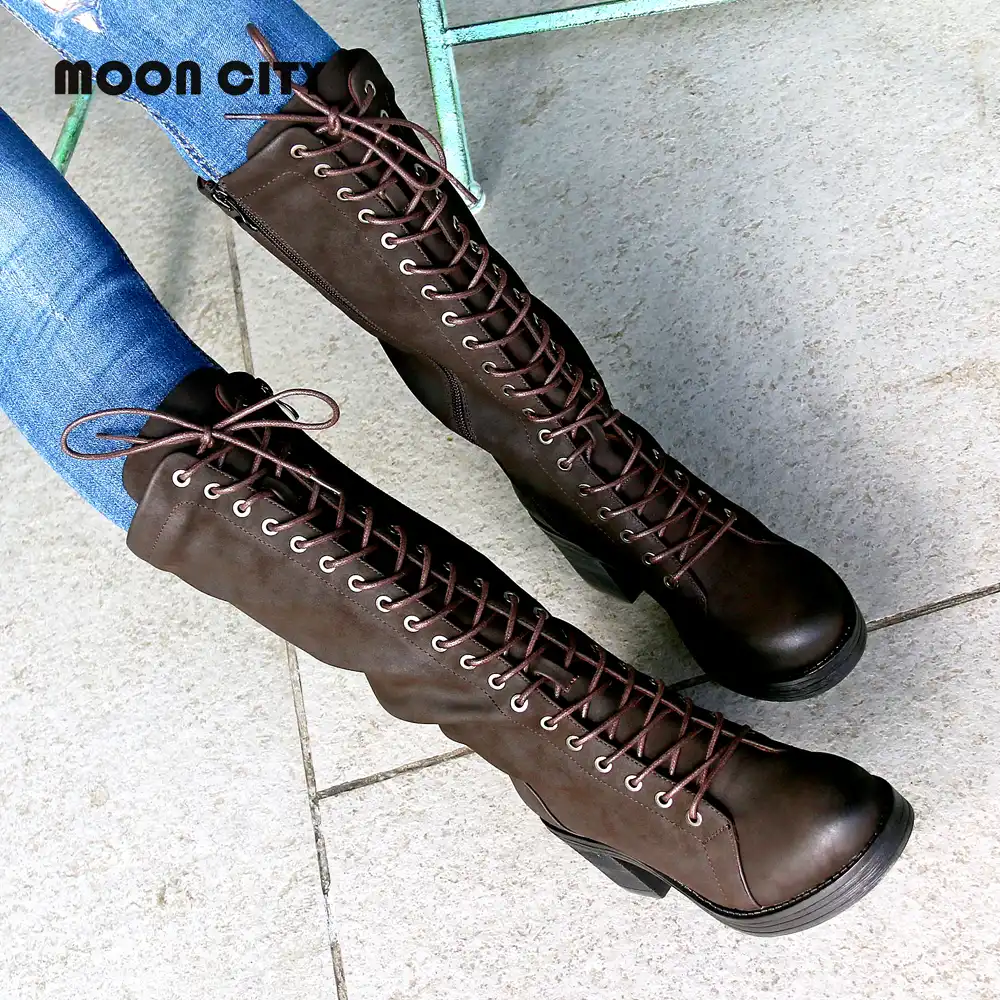 women's long lace up boots