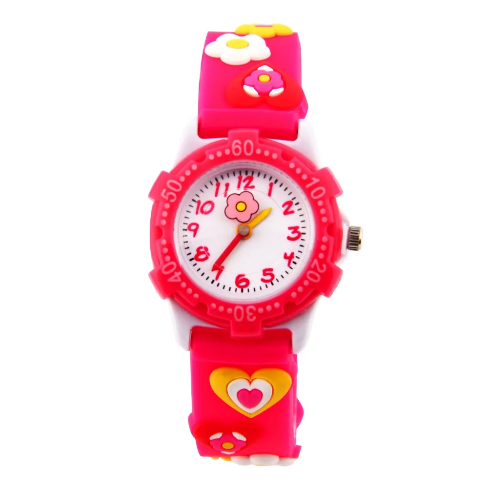Лидер продаж Изысканный персик сердце дизайн 3d мультфильм повседневные силиконовые наручные часы кварцевые детские часы женские часы
