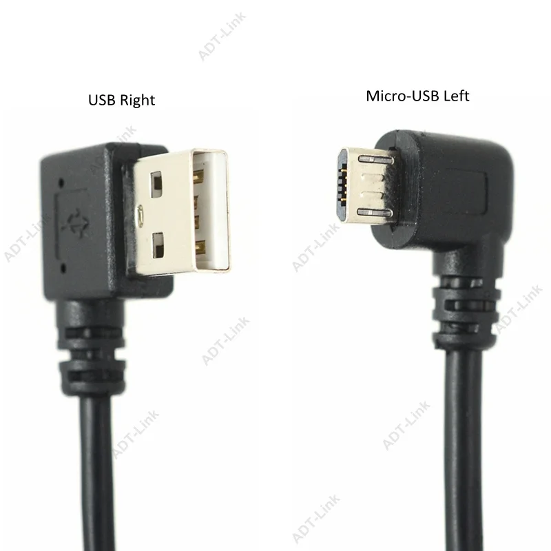 

Micro USB Data Cable 90 Degree AM Left Angle Rickel Plated Short USB 2.0 -A-Male-5Pin to Right Angle Micro-B-5Pin Micro-USB 25cm