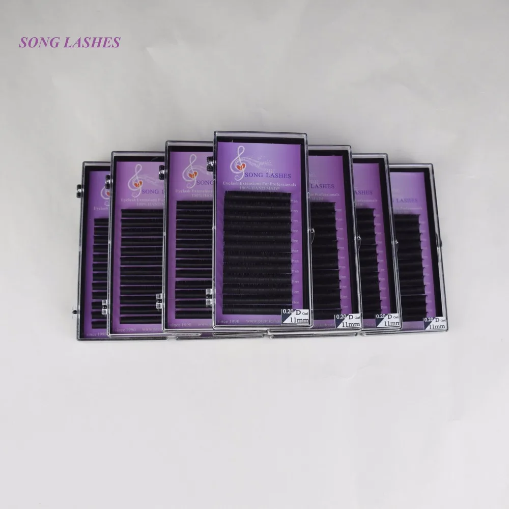 SONG LASHES False Eyelash Extensions Soft Thin Tip Flat Roots B,C,CC, D curl 0.20 thickness Ten trays per pack SONG LASHES False Eyelash Extensions Soft Thin Tip Flat Roots B,C,CC, D curl 0.20 thickness Ten trays per pack