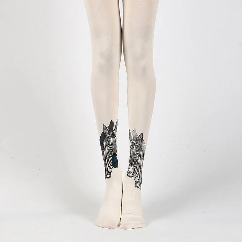 

RUNNING CHICK Zebra head print pantyhose women wholesales