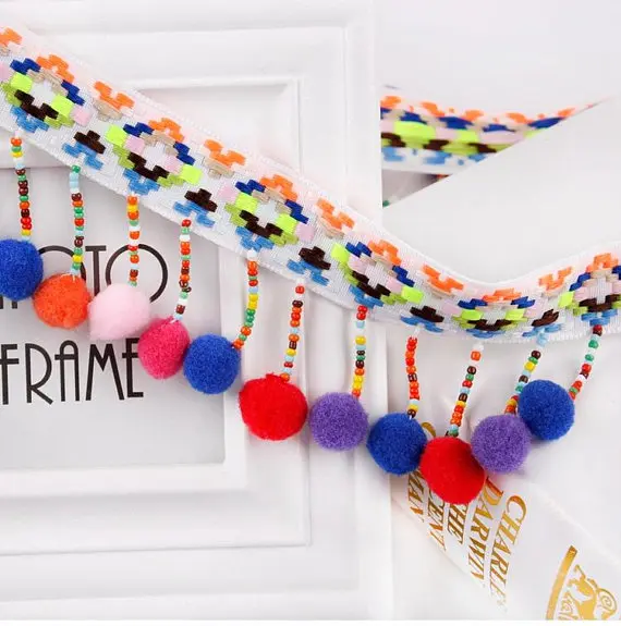 XiXiboutique 5 Yards Rainbow Pom Pom Trim Ball Fringe Sewing Trim Style 4 XiXiboutique 5 Yards Rainbow Pom Pom Trim Ball Fringe Sewing Trim Style 4