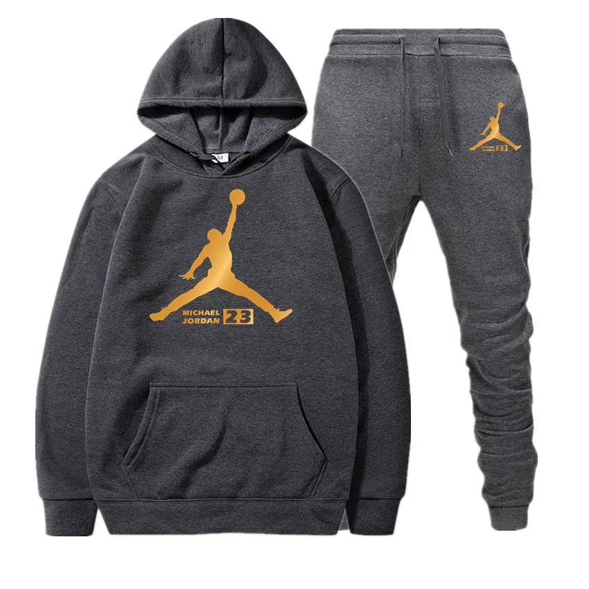 

23 JORDAN Autumn Winter Hot sale men's sets Hooded Sweatshirt + Two-piece pants sets of Casual tracksuit Men's Sportswear Fitnes