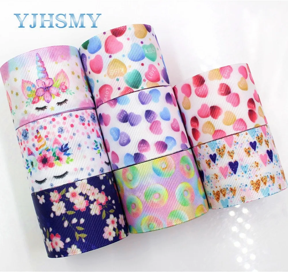 YJHSMY G-18604-332 38 мм 5 ярдов мультяшный цветок печатных корсажная лента аксессуары для