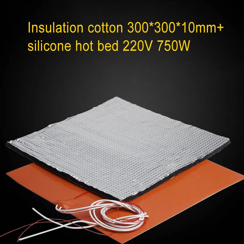 

300x300mm 750W 220V Silicone Heater Heatbed with Heat Insulation Foam for 3D Printer DJA99