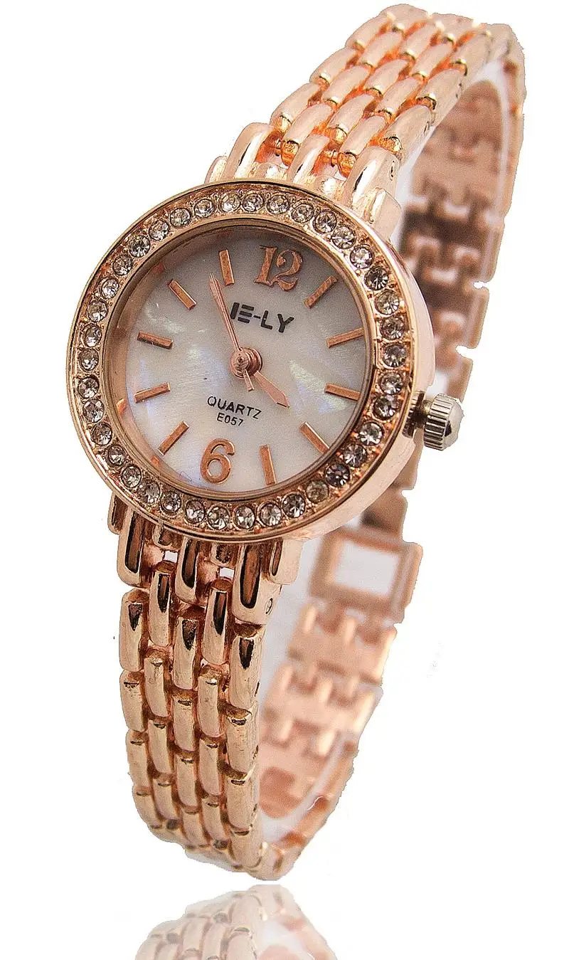 Лидер продаж, модные женские часы-браслет из розового золота, стразы, кварцевые наручные часы, Relojes Mujer, E-LY