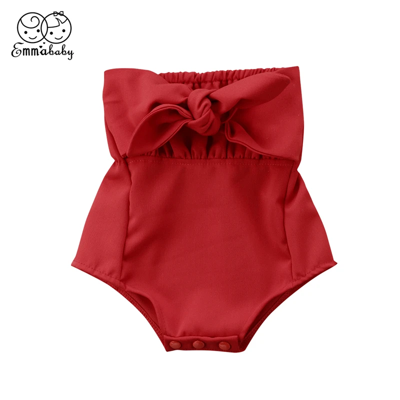 Emmababy детское платье с бантом открытыми плечами для девочек модный красный цвет