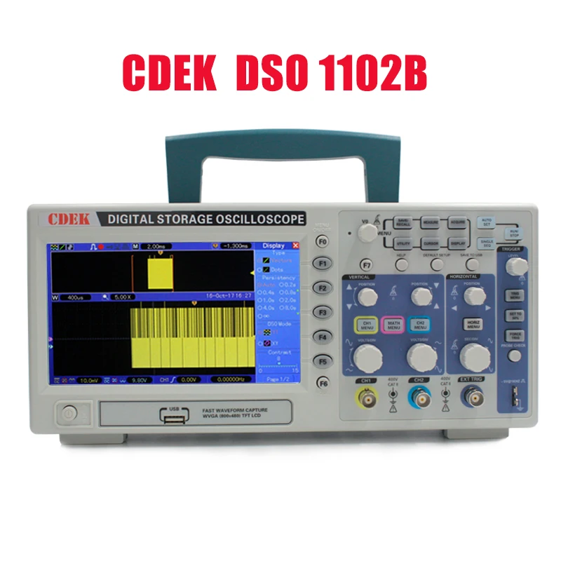Осциллограф CDEK DSO1102B 2 канала 100 МГц настольный USB-осциллограф цифровое хранилище
