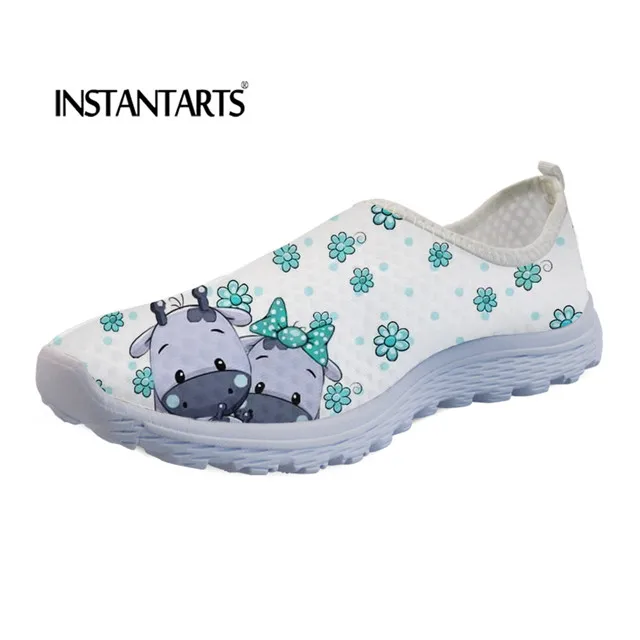 INSTANTARTS Casual Spring Flats Shoes Cute Couple Cow Pattern Women Slip-on Flats Zapatillas Mujer Breathable Comfort Sneakers animal print slingbacks	 Flats