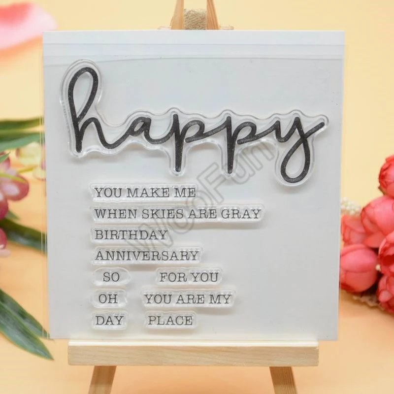 

Happy Sentiment Clear Stamp Rubber Clear Stamp for Card Making Decoration and Scrampbooking