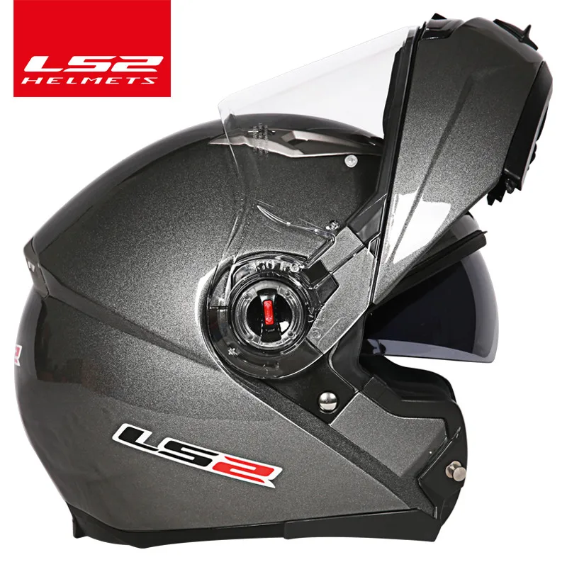 LS2 FF370 флип moto rcycle шлем casco moto двойной козырек Полный лицевой Шлем может изменить противотуманные линзы шлем moto ECE утвержден - Цвет: gray