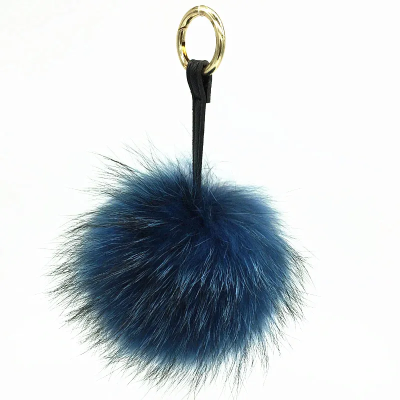 raccoon fur pompom blue 2