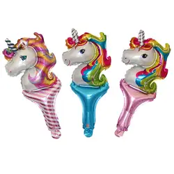 Мини rainbow Unicorn шар из алюминиевой фольги День рождения украшения дети воздушные шары для свадьбы или «нулевого дня рождения» Новогодний бал