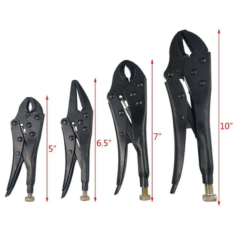 

4Pcs/Set Heavy Duty Grip Wrench Vise Locking Pliers Welding Tool Mole Grips Curve Straight Jaw Long Nose Pliers