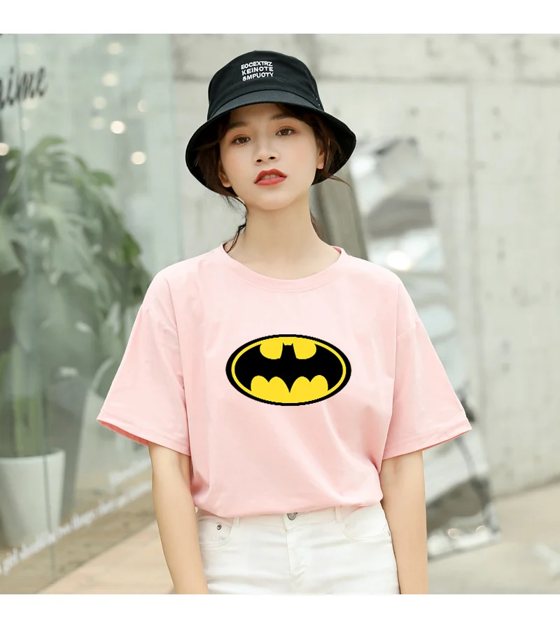 Летние новые женские повседневные футболки с коротким рукавом из хлопка Harajuku Kawaii Batman с принтом из мультфильма Топы уличная футболки tumblr рубашка Femme