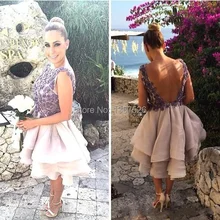 novel Scoop Purple Bridesmaid Dresses With Flower Ball Gown sleeveless short prom dresses backless 2017 unique design WL17