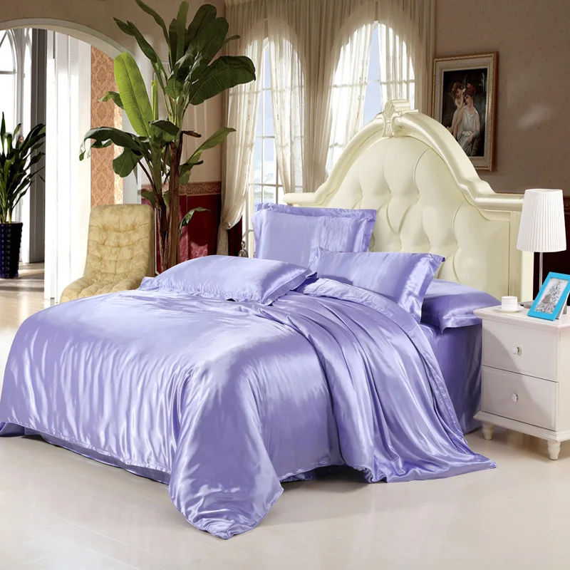 Bedding set 4pcs silk jacquard noble bed linen full queen king size bed set bedclothes duvet cover bed sheet coverlet pillowcase