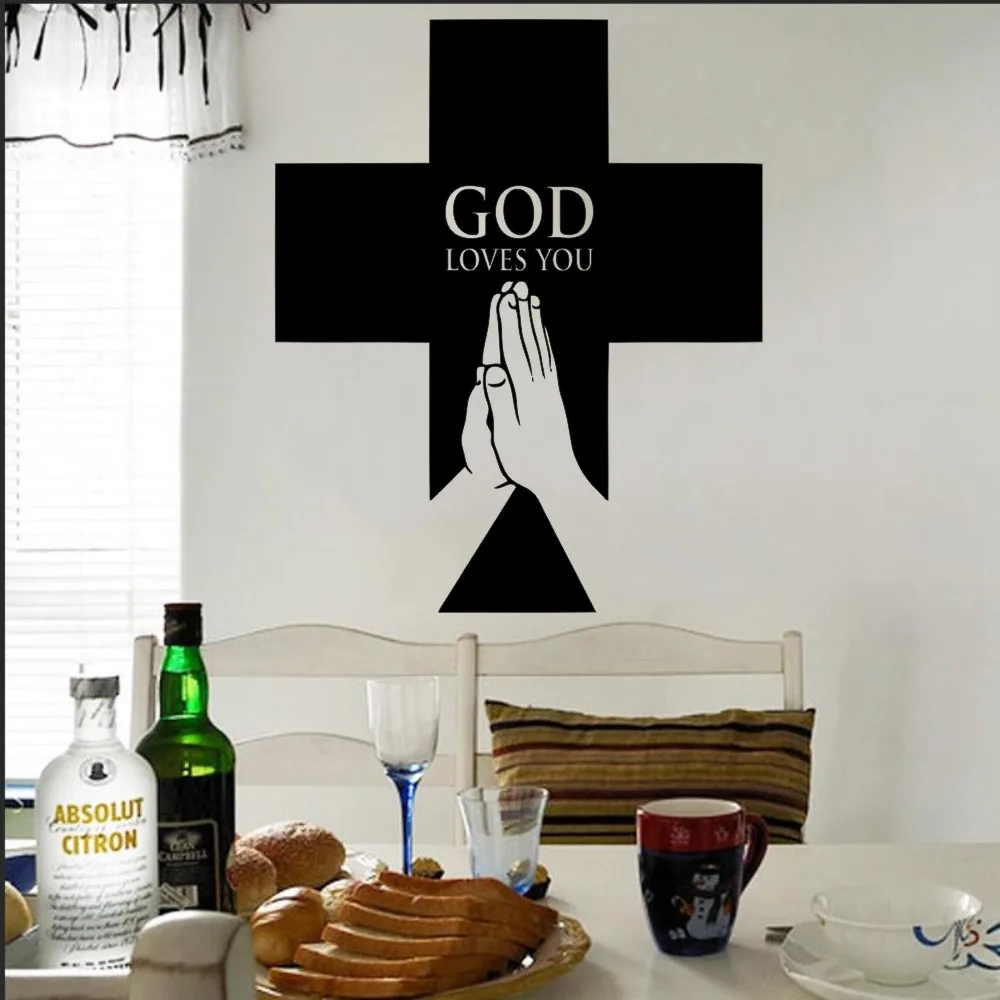 Религиозный христианский крест, наклейка на стену, христианский крест, Иисус, наклейка на стену, Бог любит вас, Иисус, домашняя Наклейка на стену, плакат, NY-85