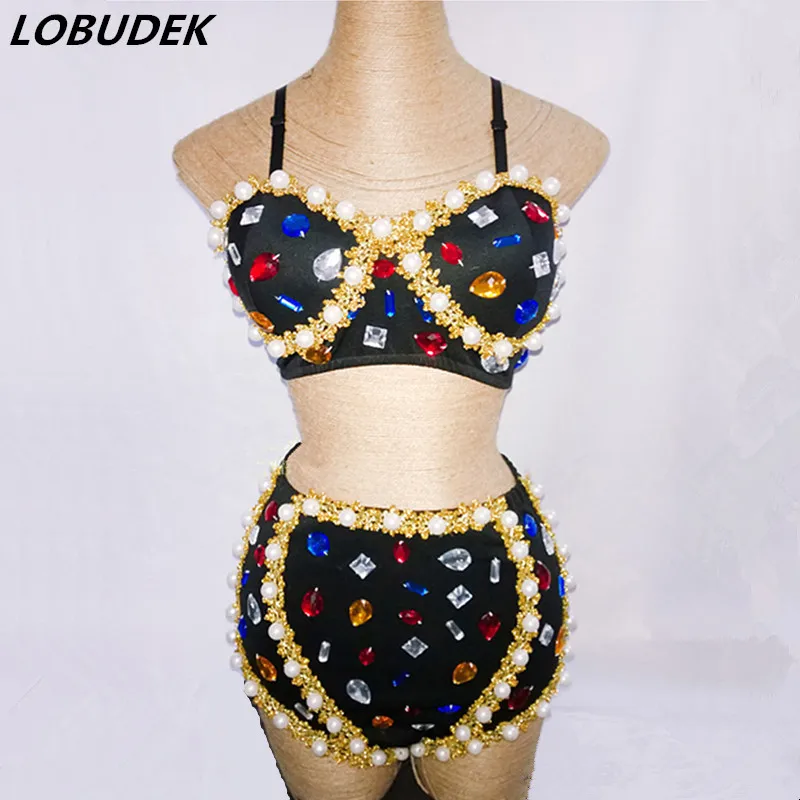 Sparkly Crystals Beading Bikini female 