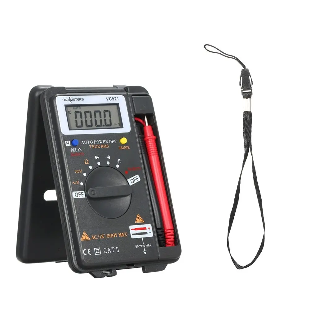 

VC921 Mini Collapsible Digital Multimeter ESR Meter Transistor Tester Voltmeter 4000 Counts Handheld Multi Meter with Probes