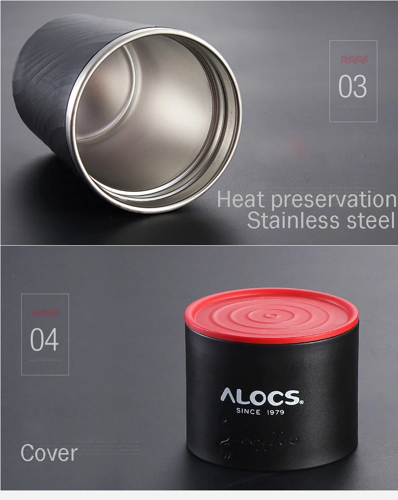 ALOCS походная посуда, портативная кофеварка, 4 в 1, нержавеющая сталь, для кемпинга, ручная, удобная кофемолка, походный горшок, чайник, CW-K16