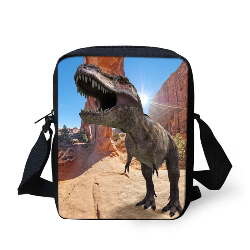FORUDESIGNS/мужская сумка-почтальон мини 3D Животные Динозавр Печать Сумки через плечо для детей мальчиков повседневные дорожные сумки с клапаном - Цвет: W424E