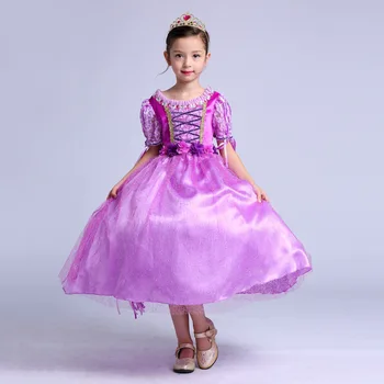 

YAUAMDB girl dress spring autumn kid 4-12Y cotton dresses children's clothes mid-craft ball gown soild brand clothing Y55