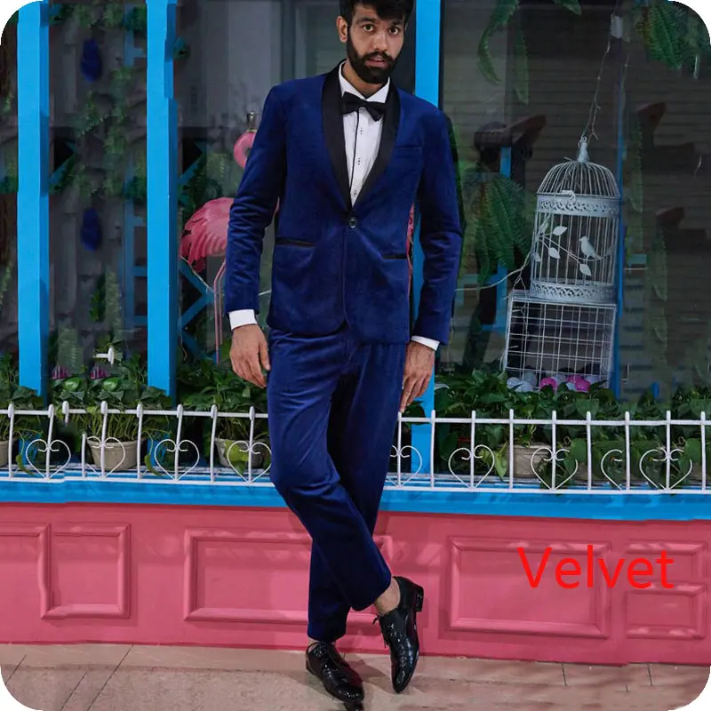 men suits for wedding velvet groom tuxedos (12)