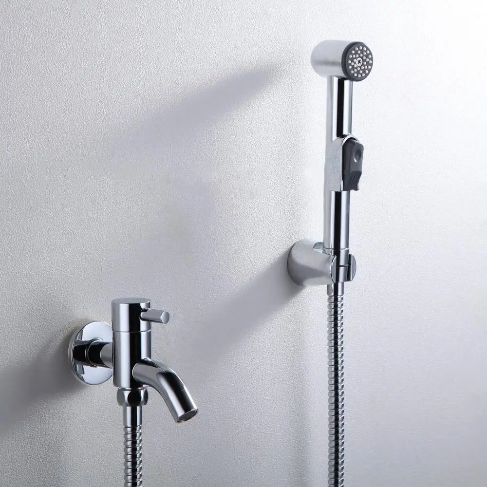 WC Bidet Faucet ABS Holder Chrome Handheld Portable Water Wash Cleaner Hose Shattaf Sprayer Female Urinal Shower Kit FXQ026 |