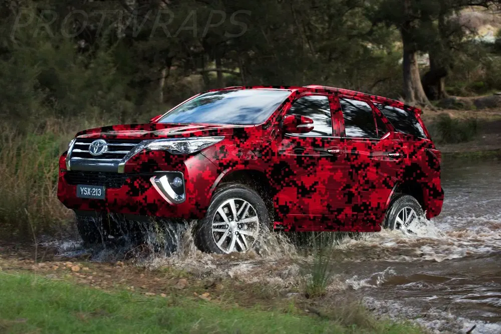 red digital camouflage print graphic car stickers foil  (3)