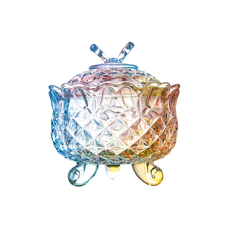 Рельефные Хрустальные стеклянные банки креативная основа бабочка прозрачная банка для конфет десертная чаша кофейная сахарница кухонная банка для приправ