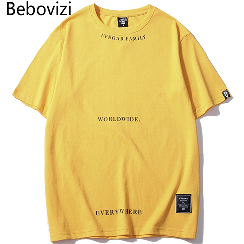 

Bebovizi Simple Print Tshirts Streetwear 2019 Men Hip Hop Casual Short Sleeve T Shirts Male Fashion Black Red Yellow White Tops