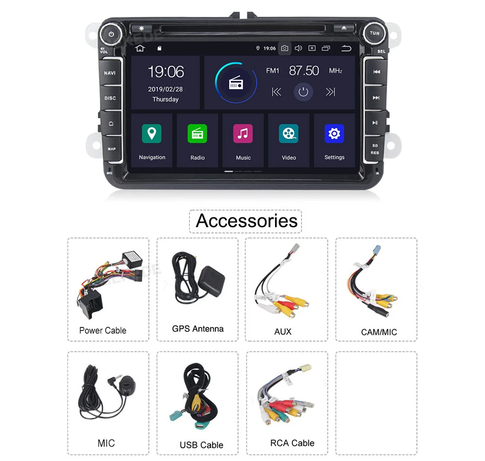 MEKEDE Android 9,0 4+ 64G ips DSP RDS 8 дюймов сенсорный для VWpassat b7 b6 golf 5 polo tiguan octavia автомобильный аудио bluetooth Радио ipod